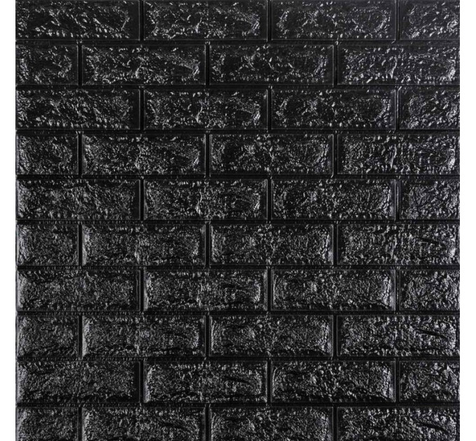 Самоклеющиеся 3D панели под черный кирпич 70x77x0,7см, 3Д панели самоклейка для стен (019-7)