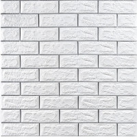 Самоклеючі 3Д панелі під білу цеглу в срібну смужку, 3D панелі самоклейка для стін 70х77х0,7см (100-7)