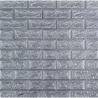 Самоклеючі 3Д панелі під срібну цеглу, 3D панелі самоклейка для стін 70х77х0,3см (017-3)