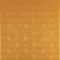 Самоклеючі 3Д панелі під золоту цеглу, 3D панелі самоклейка для стін 70x77x0,3см (011-3)